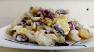 Рецепт салата с картошкой и фасолью. Картофельный салат.