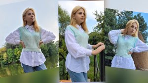 ✨️"Мятная Свежесть" укороченный жилет спицами ✨️Мастер класс ✨️