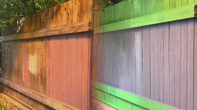 Цветной забор акриловыми красками. Палитра прованс (зелено-фиолетовая) смотреть онлайн