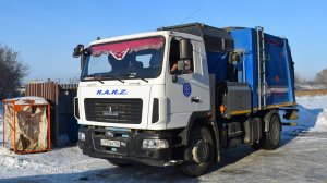 Мусоровоз МК-3554-03 на шасси МАЗ-534025 (А 711 ХН 122). Работа. / Garbage truck MAZ.