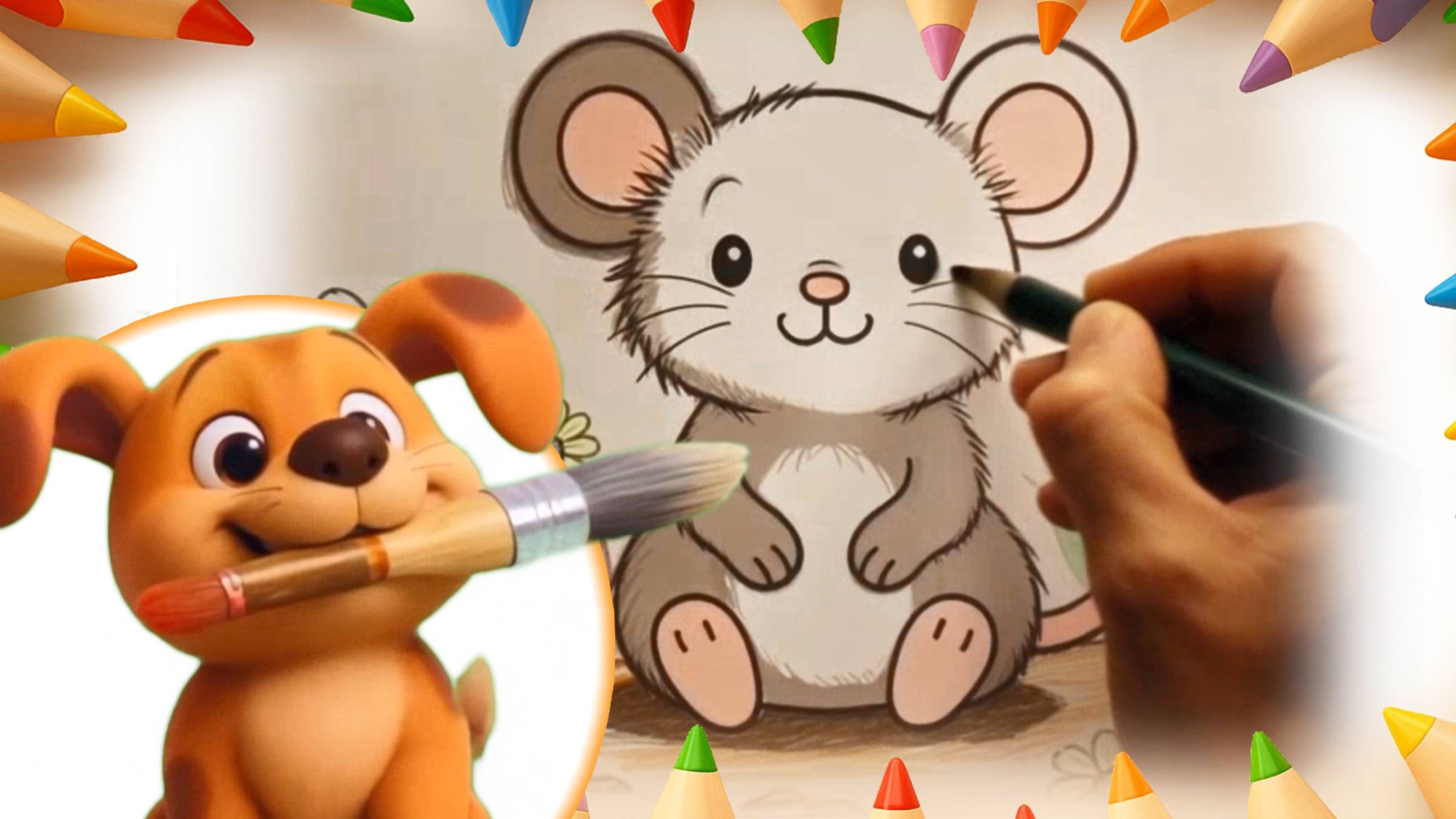 Как нарисовать мышку. оживающие рисунки для малышей смотреть онлайн