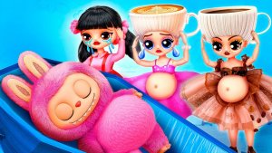 Лабубу стала мамочкой в Игра в Кальмара! Идеи поделок для кукол ЛОЛ