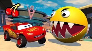 ТАЧКИ МОЛНИЯ МАККУИН VS ЗЛОЙ ПАКМАН! ГОНКА НА ВЫЖИВАЕНИЕ!