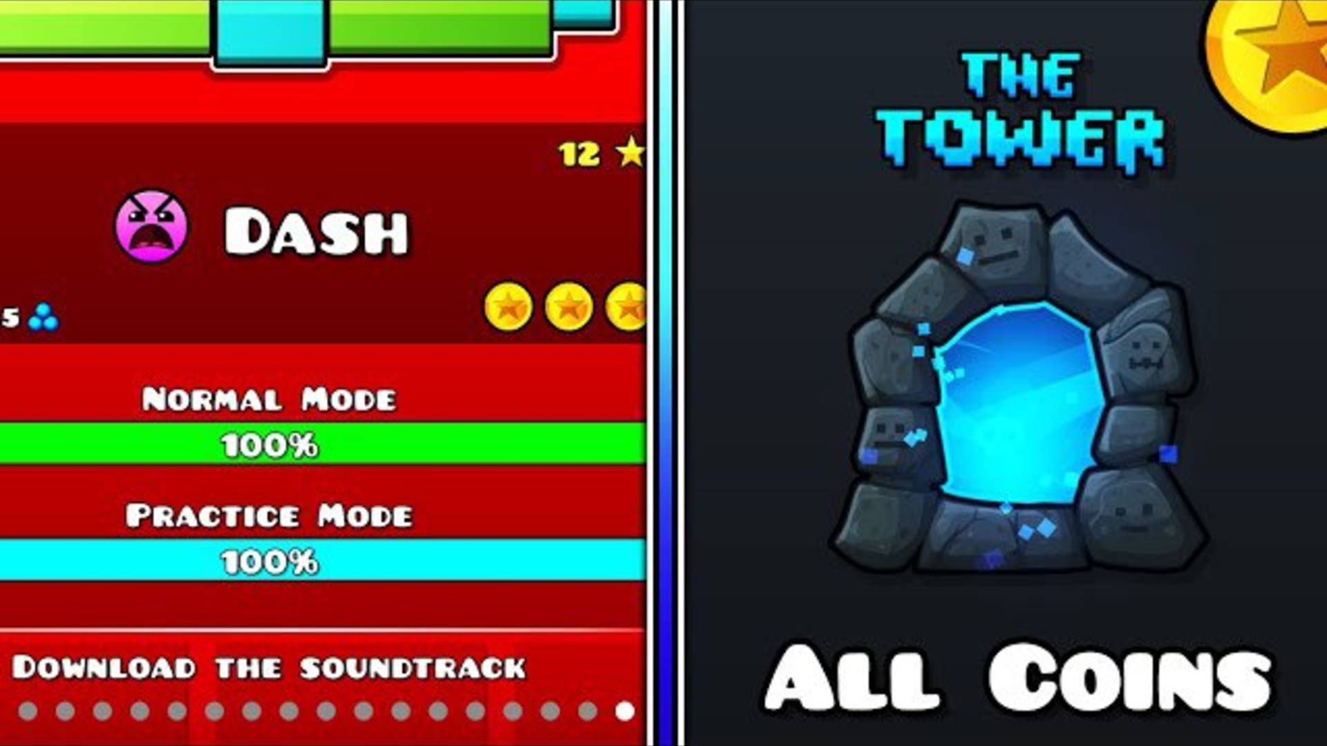 "Dash" & "The Tower" (All Coins), Geometry Dash 2.2 Official Levels «Dash» и «The Tower» (все монеты смотреть онлайн