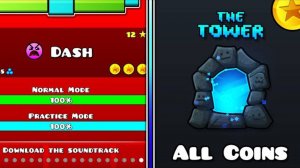 "Dash" & "The Tower" (All Coins), Geometry Dash 2.2 Official Levels «Dash» и «The Tower» (все монеты