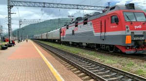 Поезда РЖД на озере Байкал - ЖД-вокзал Слюдянка: пассажирские и грузовые поезда России летом