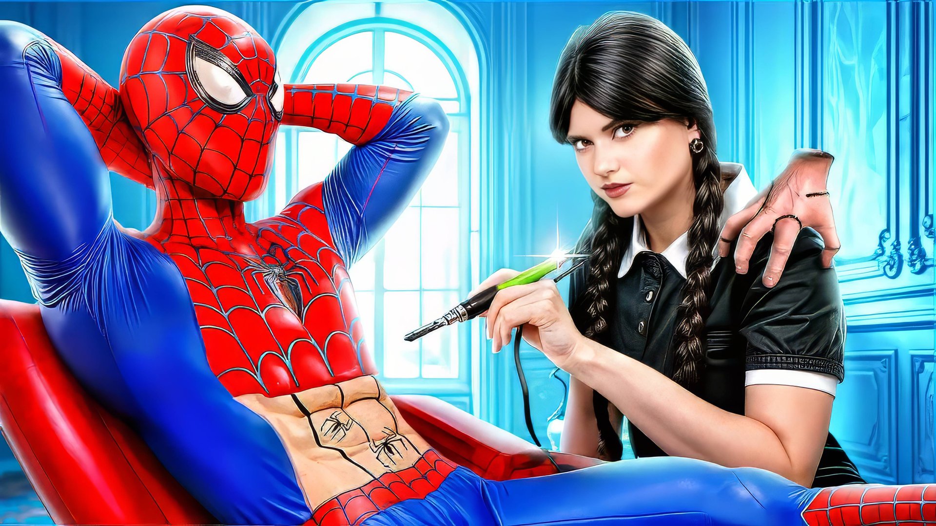 Тату салон Уэнсдей Аддамс и Барби для супергероев! Хороший vs плохой тату-мастер! смотреть онлайн