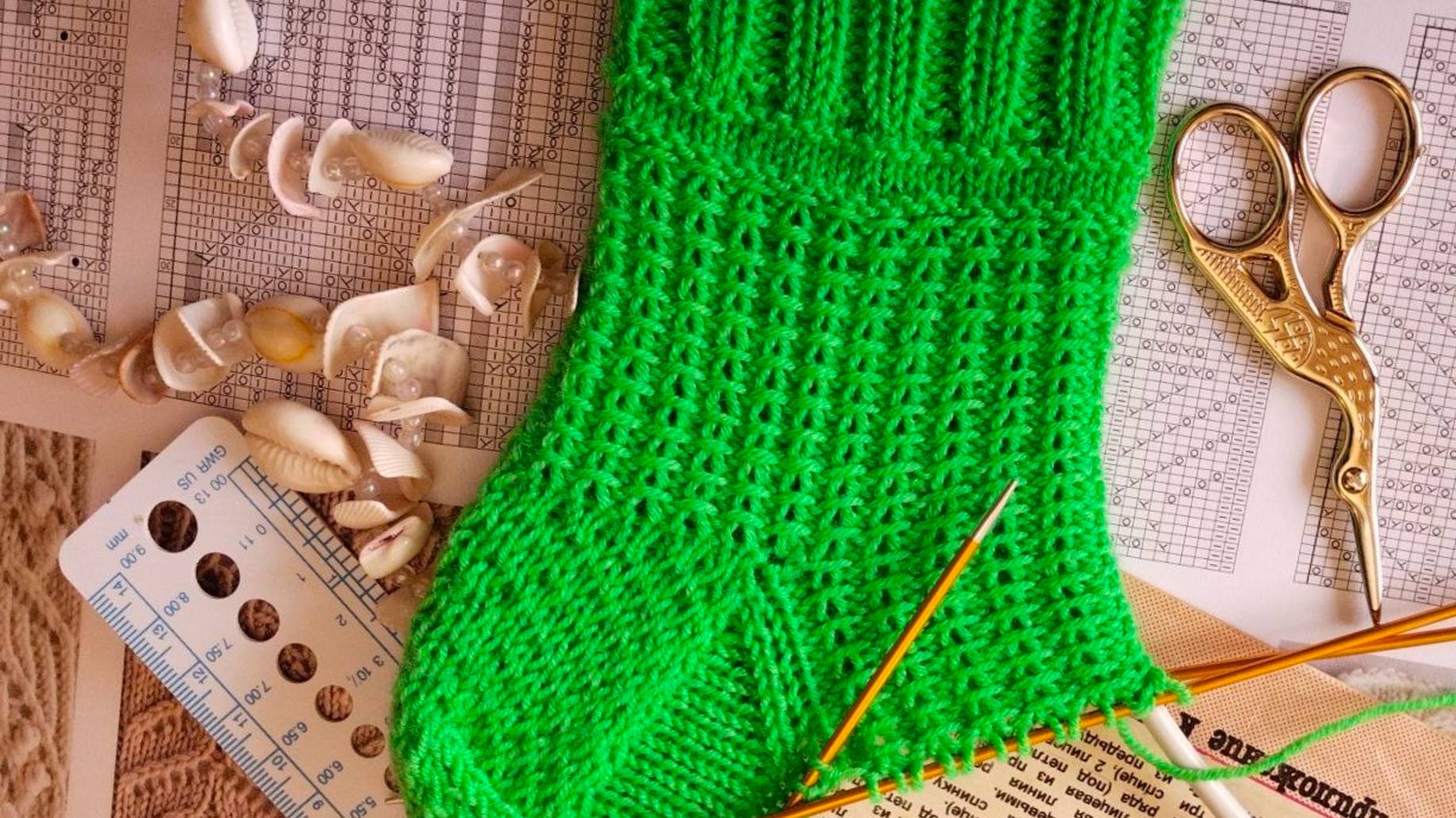 Всего два ряда узора / самый постой, интересный узор для вязания носков / вязание для начинающих.