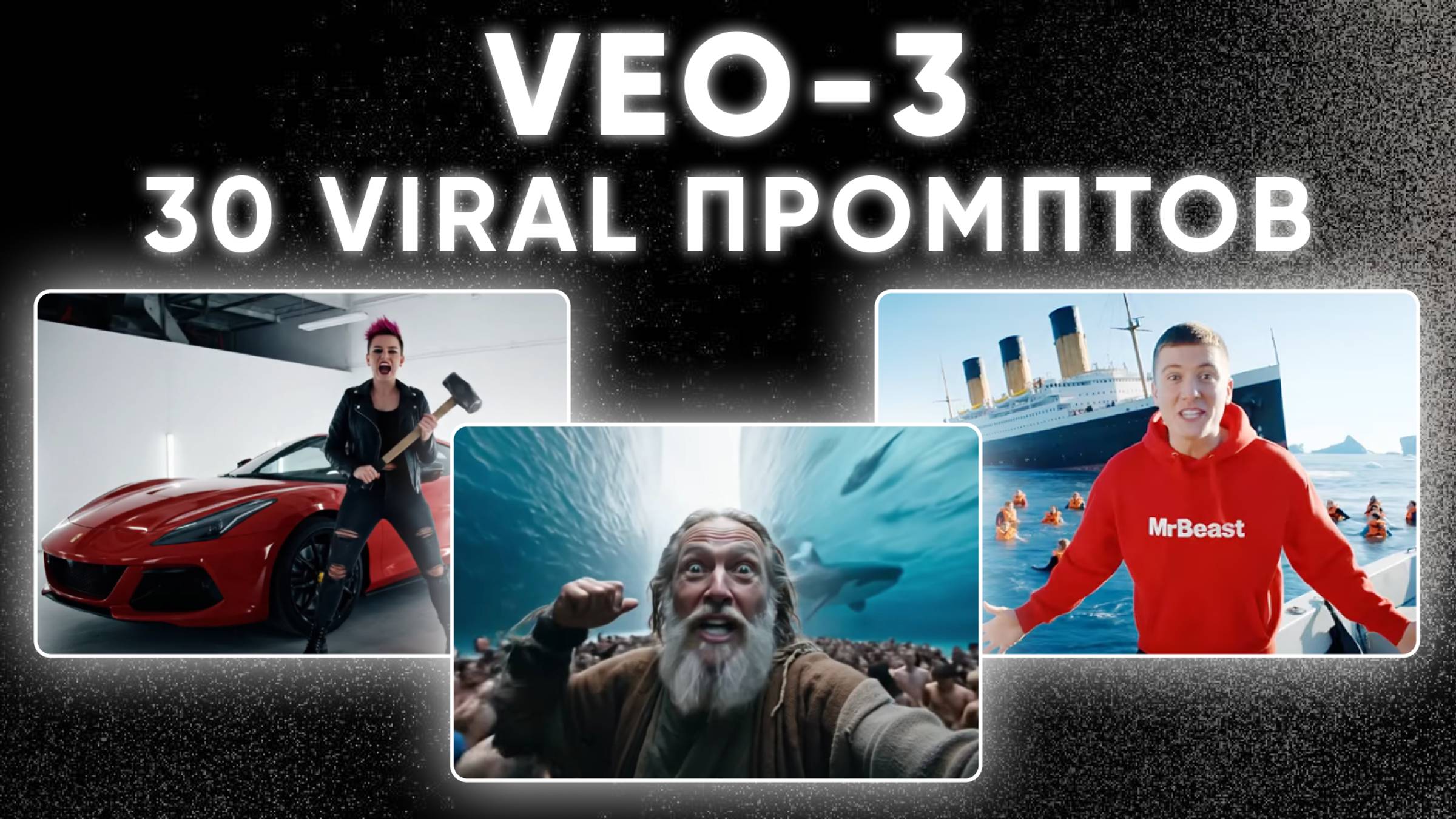 30 Viral Промптов VEO 3 [СКОППИРУЙ - ВСТАВЬ!]. Обучение Созданию Видео в VEO-3 Часть 1.