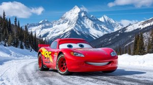 Мультик про машинки. Маквин и его друзья катаются по снегу.