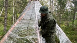 Строительство Лесного Шалаша (Типи)из Плёнки с Костром Внутри.Бушкрафт
