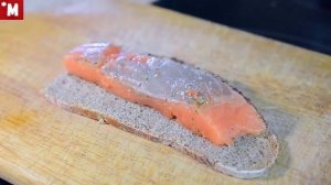 Жареный Стейк рыбы на хлебе. Декор тарелки. #сезонконтентаRUTUBE