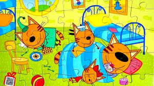 Собираем пазл три кота. Видео для детей и малышей 🌸 Ютюбик кидс