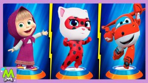 Маша и Медведь vs Говорящий Том vs Супер Крылья.Герои Мультиков в Гонках на Скорость.Кто Лучше