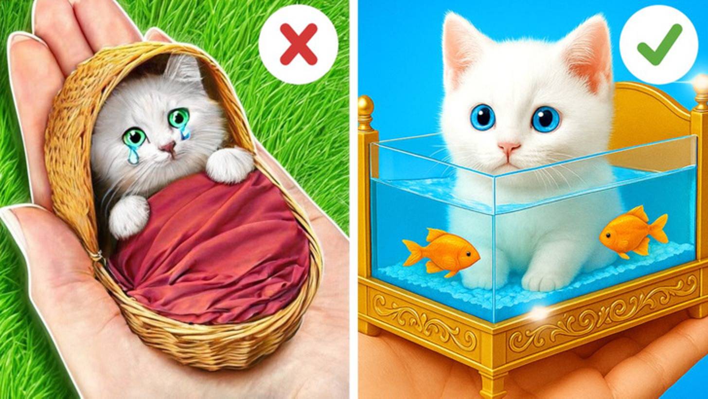 🐾 Бедный уличный котёнок 😢 лайфхаки для счастья и красоты ✨ смотреть онлайн