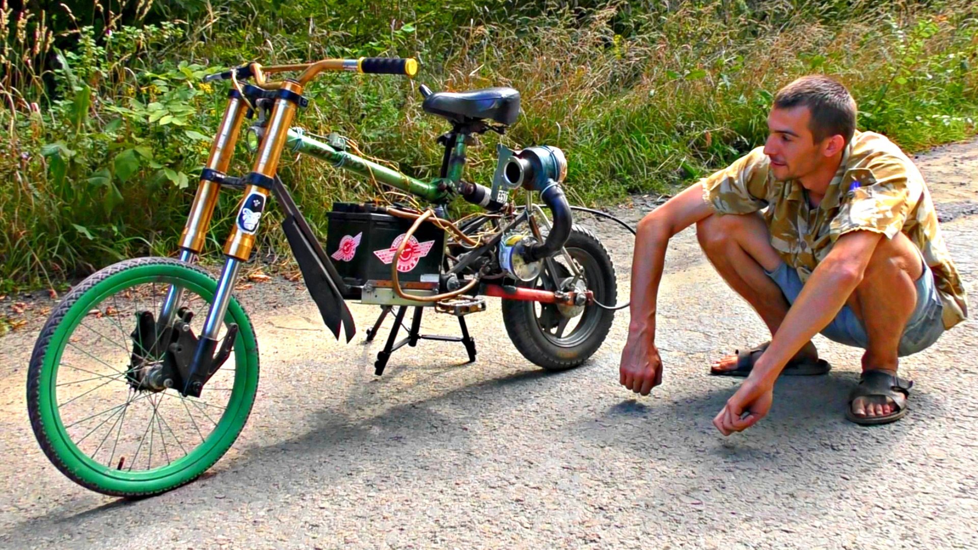 ✅Забацал Электро Мопед с Турбиной на немецком стартере Bosch от авто Audi смотреть онлайн