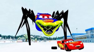 СУПЕР ПАУК-МОНСТР НАПАЛ НА МАККУИНА! ОН СЪЕЛ ЕГО КОЛЕСО?! | УЖАСЫ на BeamNG Drive