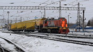 Тепловоз ТЭМ2-7208 с СМ2ПК-1190 покатили на разгрузку.