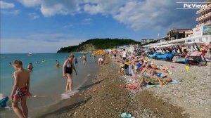 Ольгинка Туапсинский район Центральный пляж сегодня 15 июля 2025. Море и погода в Ольгинке сейчас