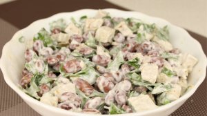 Высокобелковый салат из трех ингредиентов. Салат с фасолью и курицей. Без майонеза!