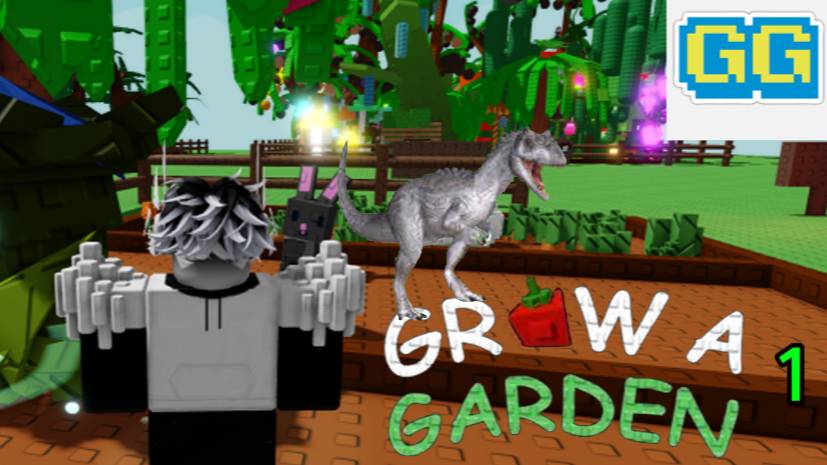 (1/3) Обнова с динозаврами в Grow A Garden в Roblox! Развиваюсь в огороде в роблокс, часть 5.