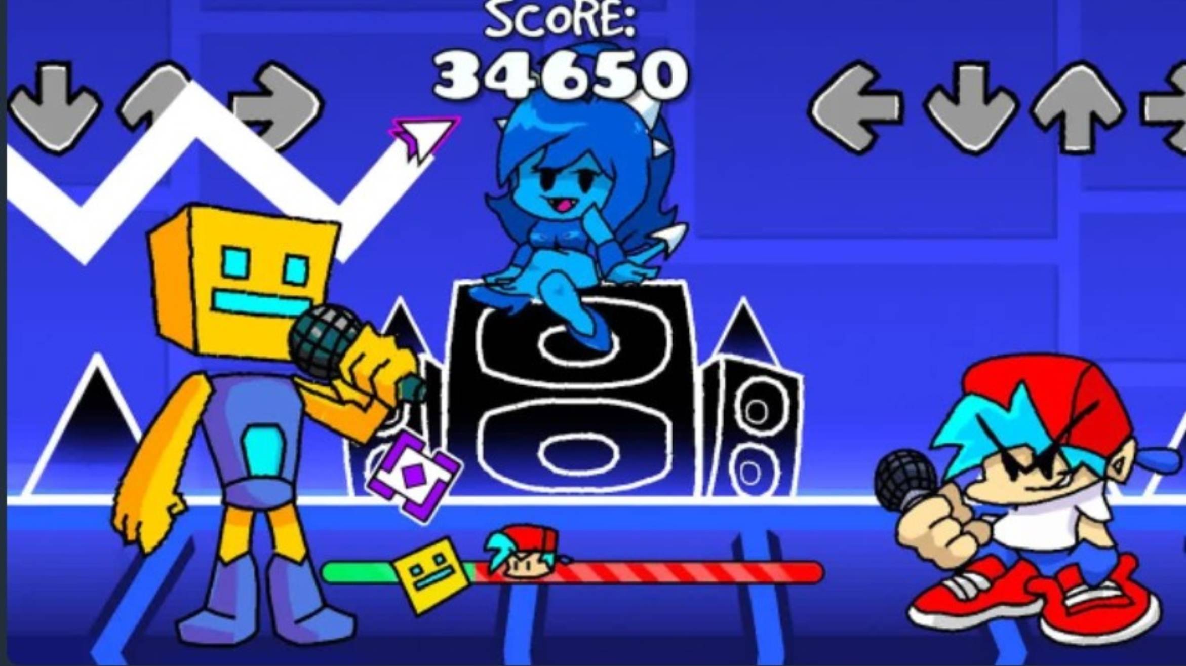 Уровень "Funkin" (Demon) от Bluskys / Geometry Dash смотреть онлайн