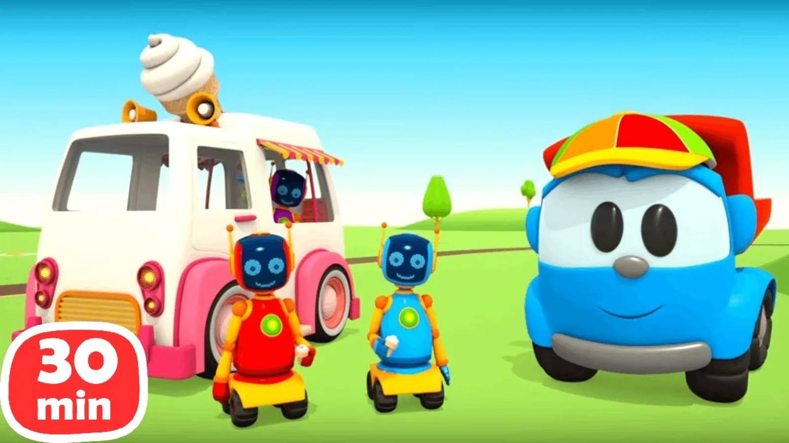 Фургон с мороженым и сбор урожая   Грузовичок Лева и игры в конструктор для детей