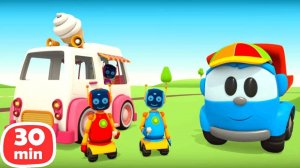 Фургон с мороженым и сбор урожая   Грузовичок Лева и игры в конструктор для детей