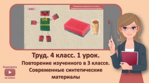 4 кл. Труд. 1 урок. Повторение изученного в 3 классе. Современные синтетические материалы