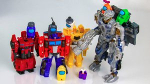 Человечки Among Us против Депептиконов. Роботы Трансформеры для детей.