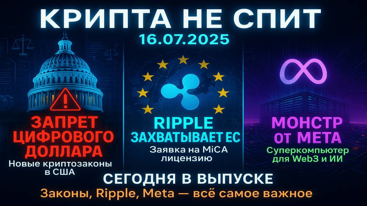 КРИПТА НОВОСТИ 16.07.2025 | НОВЫЕ ЗАКОНЫ ДЛЯ КРИПТЫ | RIPPLE ЗАХВАТЫВАЕТ ЕВРОПУ | ДАТА-ЦЕНТР META смотреть онлайн
