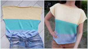 Классная футболка из остатков пряжи. Мастер-класс. Вязание спицами