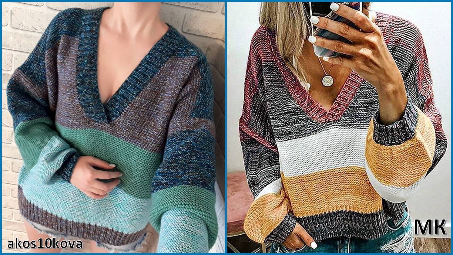 Пуловер оверсайз спицами по мотивам АлиЭкспресс. Мастер-класс. Вязание смотреть онлайн
