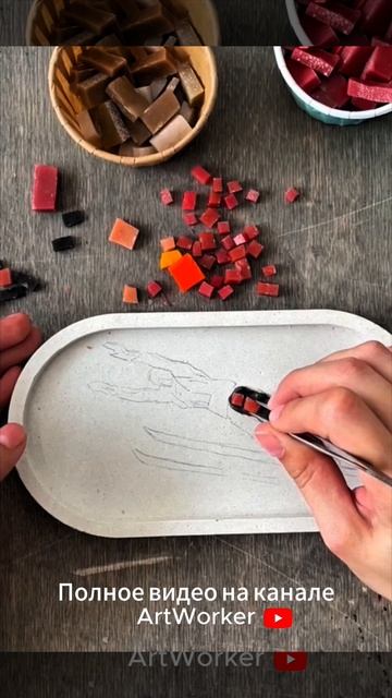 Мозаика в бетонной формочке! Быстрый мастер-класс. смотреть онлайн