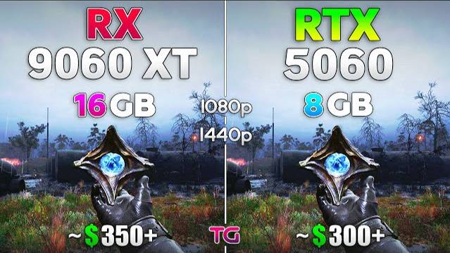 RX 9060 XT 16GB vs RTX 5060 8GB - Test in 10 Games | 1080p & 1440p смотреть онлайн