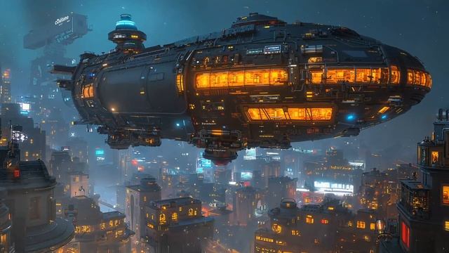Flying Ship Dark Ambient Windy Sci-Fi Night City Atmosphere #darkambient #futuristic
