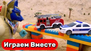 Мультики про машинки ! Машинки полиция и вертолёты против ГИГАНТСКИХ МОНСТРОВ 🦖