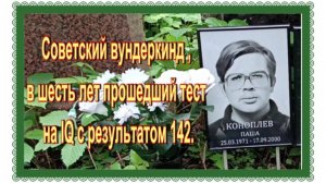 Малолетний  гений Паша Коноплев не дожил до 30 лет.Кунцевское кладбище.
