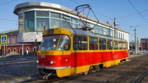Трамвай Tatra T3SU-1075. Покатушки по Барнаулу.