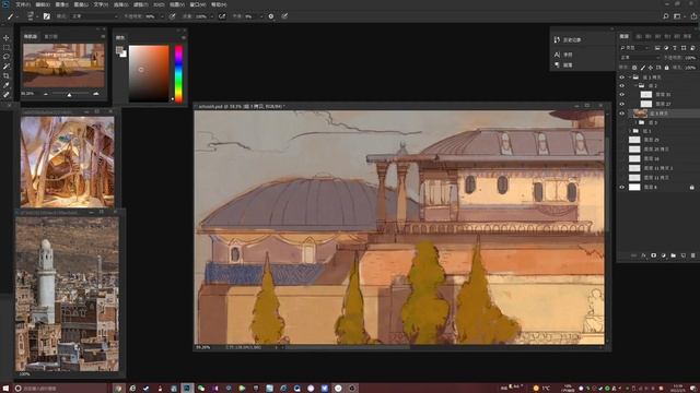 5. School Scene Initial Colors