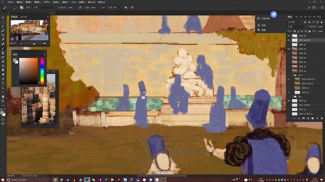 3. School Scene Rough Painting