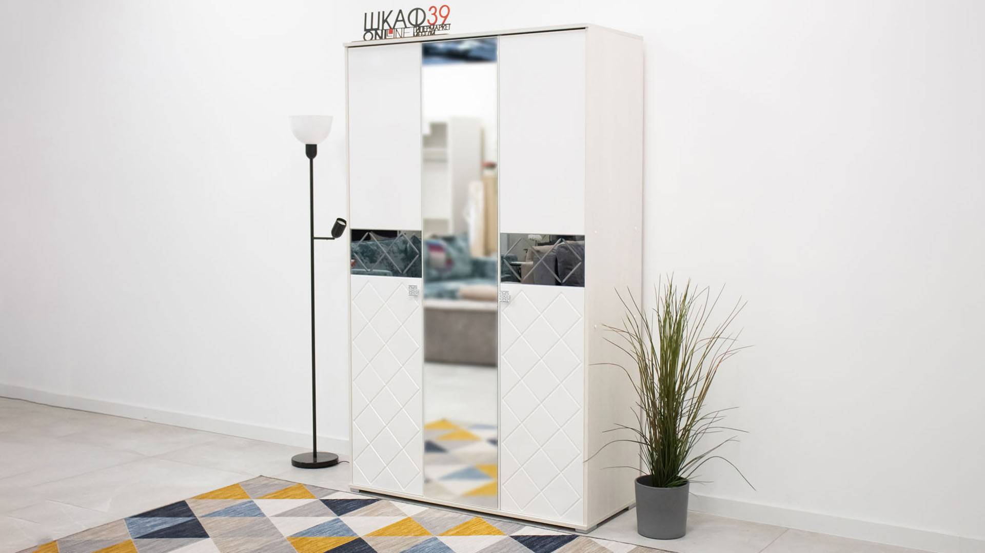 Сальма ШК-023 Шкаф 3х ств белый глянец/анкор смотреть онлайн