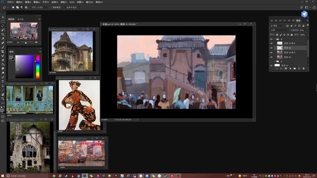 2. Crowded Street Color Blocking