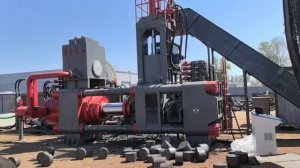 Прессование металлической стружки на брикетировщике WBJ-1000 СИЛАЧ
