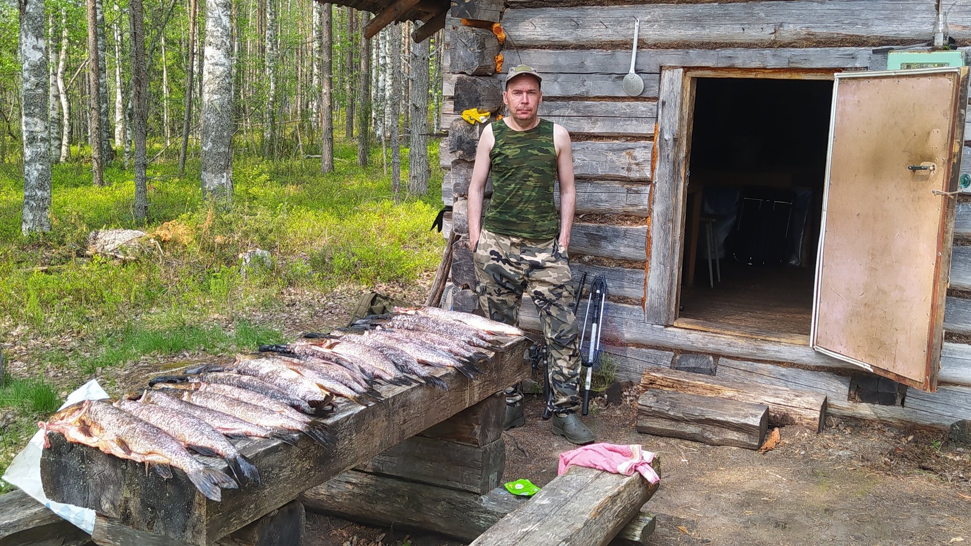 На рыбалку с ночёвкой/ Щуки на спиннинг, кружки, самоловки/ Изба/ Таёжный быт смотреть онлайн