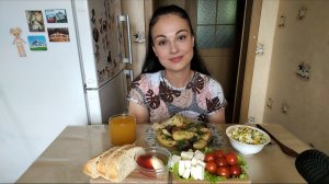 Мукбанг🍗Запечённая картошка с курицей и овощами🥗🤤