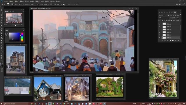 2. Crowded Street Rough Painting