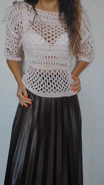 Джемпер сеткой #knitting #вязание #спицами #trend смотреть онлайн