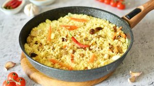 Рассыпчатый плов из риса Басмати с курицей, рецепт на сковороде