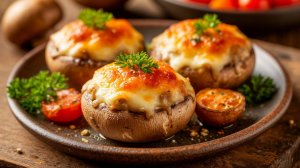 Невероятно вкусные грибы с мясным фаршем и сыром! Так просто и быстро!